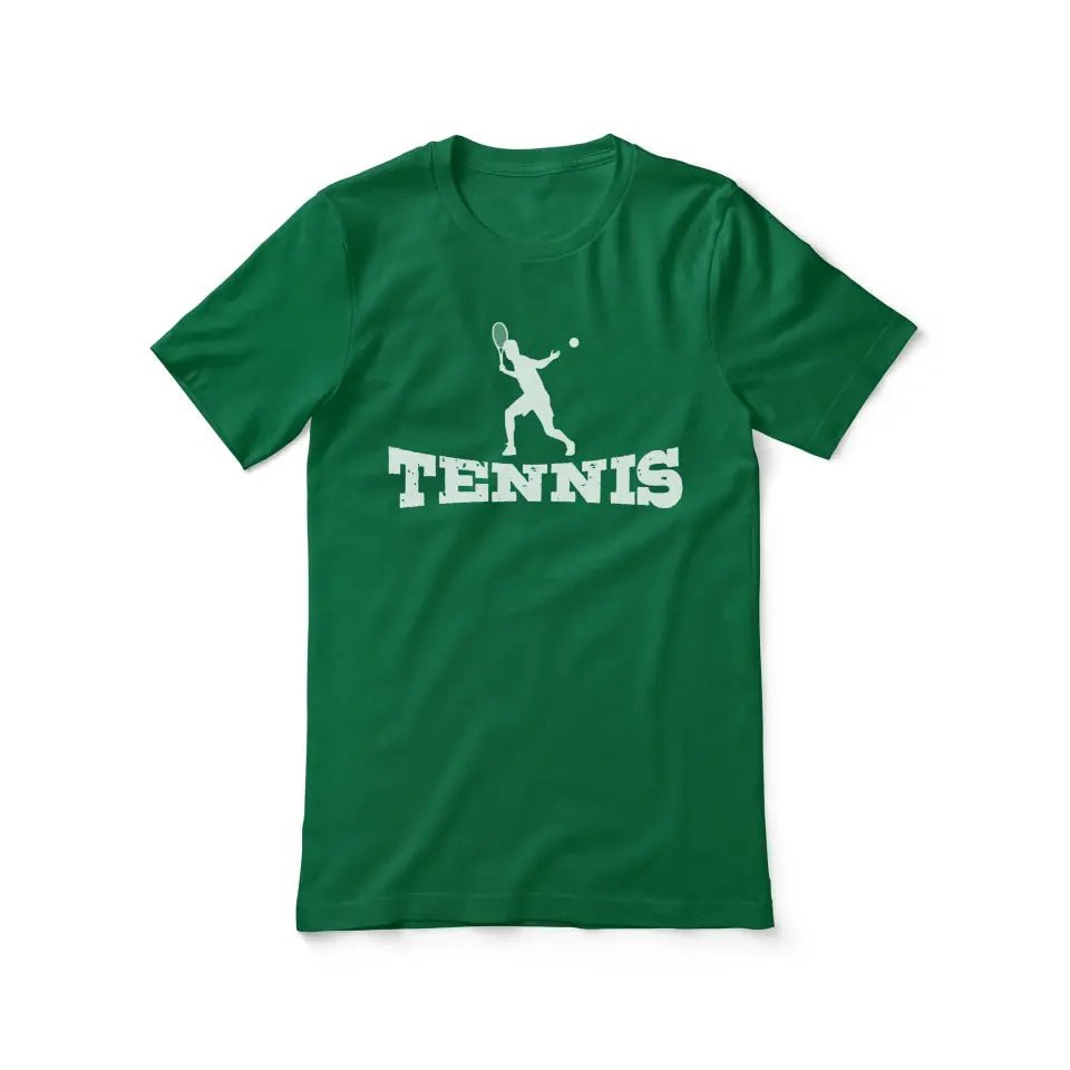 Basic Tennis with Tennis Player Icon on a Unisex T-Shirt with a White Graphic