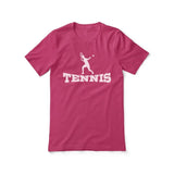 Basic Tennis with Tennis Player Icon on a Unisex T-Shirt with a White Graphic