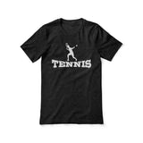 Basic Tennis with Tennis Player Icon on a Unisex T-Shirt with a White Graphic