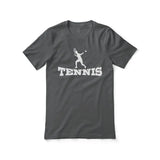 Basic Tennis with Tennis Player Icon on a Unisex T-Shirt with a White Graphic