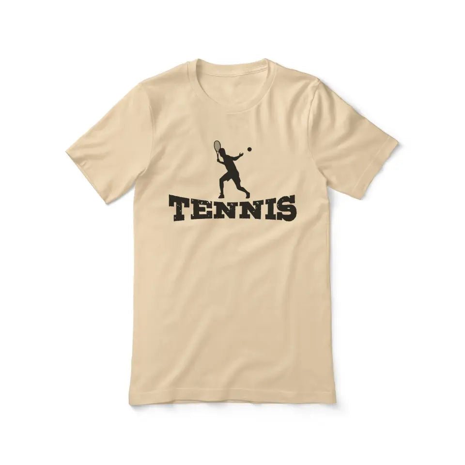 Basic Tennis with Tennis Player Icon on a Unisex T-Shirt with a Black Graphic