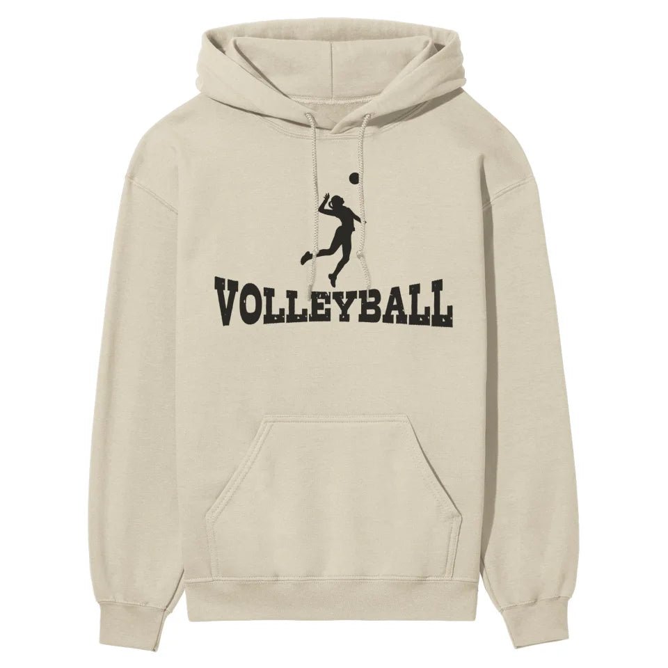 Basic Volleyball with Volleyball Player Icon on a Hoodie with a Black Graphic