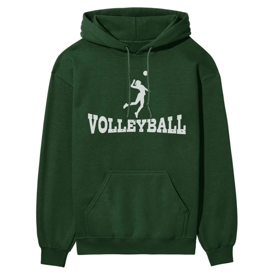 Basic Volleyball with Volleyball Player Icon on a Hoodie with a White Graphic