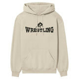 Basic Wrestling with Wrestler Icon on a Hoodie with a Black Graphic