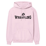 Basic Wrestling with Wrestler Icon on a Hoodie with a Black Graphic