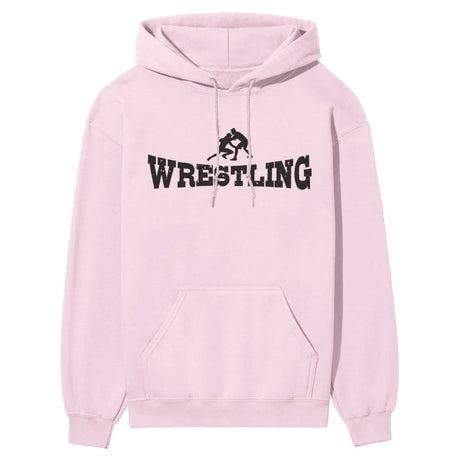 Basic Wrestling with Wrestler Icon on a Hoodie with a Black Graphic