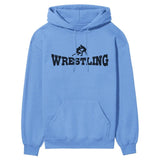 Basic Wrestling with Wrestler Icon on a Hoodie with a Black Graphic