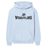 Basic Wrestling with Wrestler Icon on a Hoodie with a Black Graphic