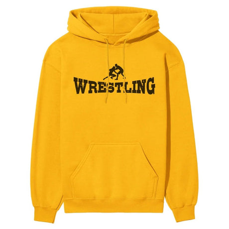 Basic Wrestling with Wrestler Icon on a Hoodie with a Black Graphic