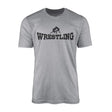 Basic Wrestling with Wrestler Icon on a Men's T-Shirt with a Black Graphic