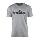 Basic Wrestling with Wrestler Icon on a Men's T-Shirt with a Black Graphic