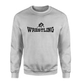 Basic Wrestling with Wrestler Icon on a Sweatshirt with a Black Graphic