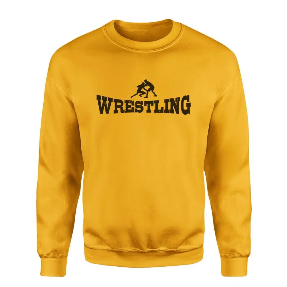 Basic Wrestling with Wrestler Icon on a Sweatshirt with a Black Graphic