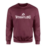 Basic Wrestling with Wrestler Icon on a Sweatshirt with a White Graphic