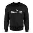 Basic Wrestling with Wrestler Icon on a Sweatshirt with a White Graphic