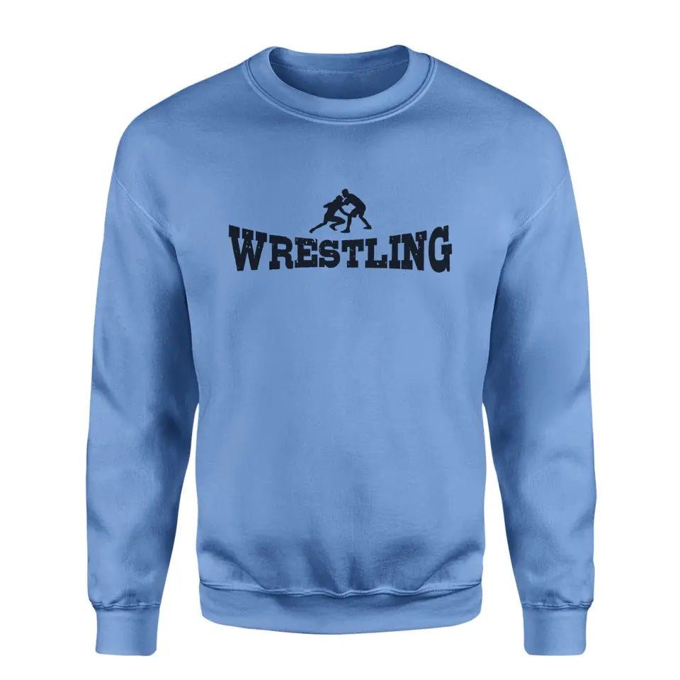 Basic Wrestling with Wrestler Icon on a Sweatshirt with a Black Graphic