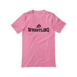 Basic Wrestling with Wrestler Icon on a Unisex T-Shirt with a Black Graphic