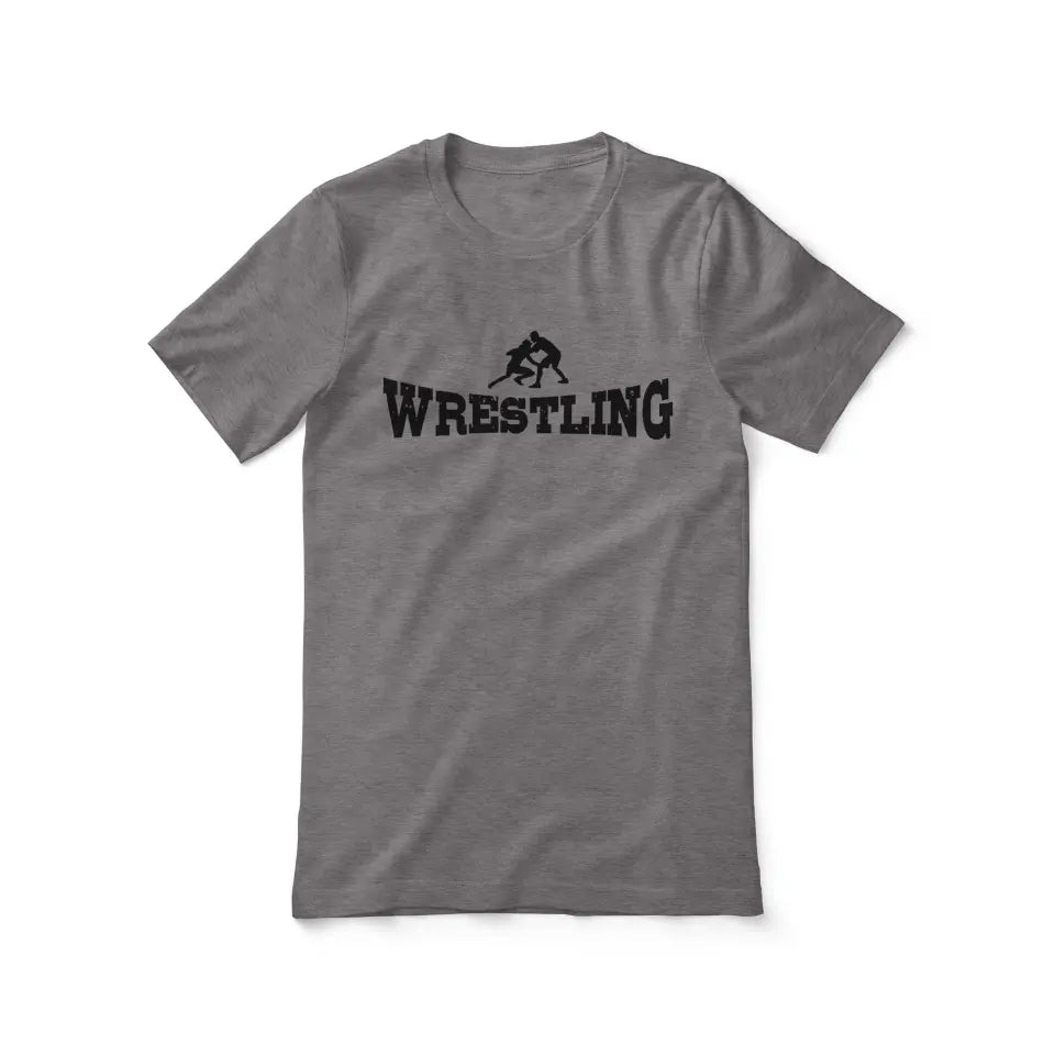 Basic Wrestling with Wrestler Icon on a Unisex T-Shirt with a Black Graphic