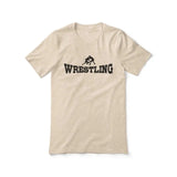 Basic Wrestling with Wrestler Icon on a Unisex T-Shirt with a Black Graphic