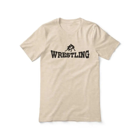 Basic Wrestling with Wrestler Icon on a Unisex T-Shirt with a Black Graphic